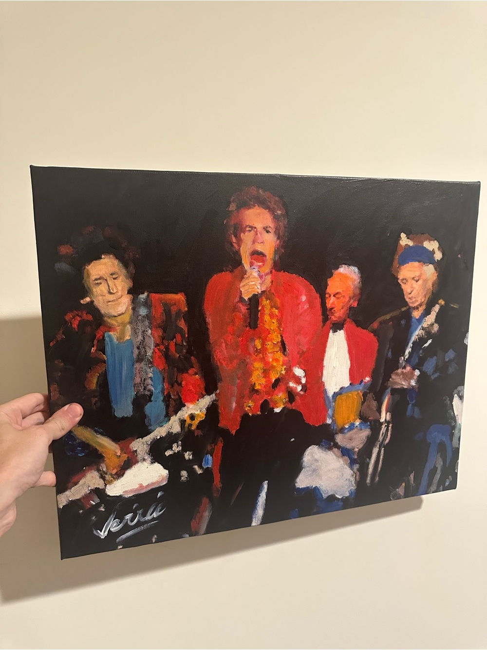 Mick Jagger Keith Richards Hand-Painted Live Music Canvas painting 16x20